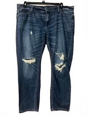 Size 16w ANA Skinny Boyfriend Jeans Distressed Dark Wash Denim